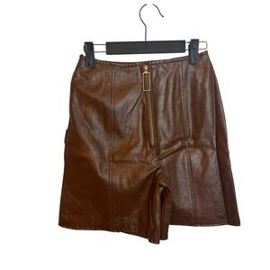 Juniorite New York 1970’s Vintage Brown High Waisted Retro Leather Shorts